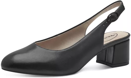 Tamaris Δερμάτινες Γόβες με Λουράκι & Μεσαίο Τακούνι Μαύρο