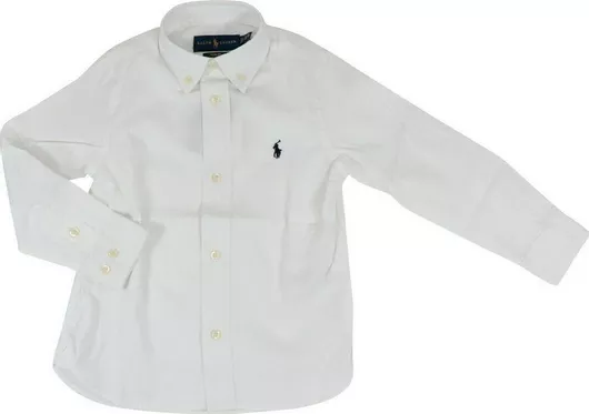 Ralph Lauren Παιδικό Μονόχρωμο Πουκάμισο Μακρυμάνικο Λευκό