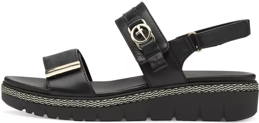 Tamaris Δερμάτινα Γυναικεία Σανδάλια Μαύρο