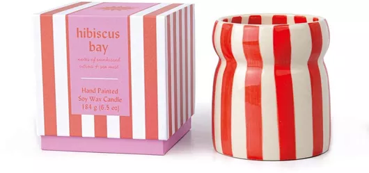 Hibiscus Bay Φυτικό Κερί 184gr Κεραμικό Δοχείο Cabana Paddywax Κόκκινο Ριγέ