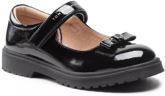 Tommy Hilfiger Παιδικές Μπαλαρίνες με Σκρατς Λουστρίνι Μαύρο