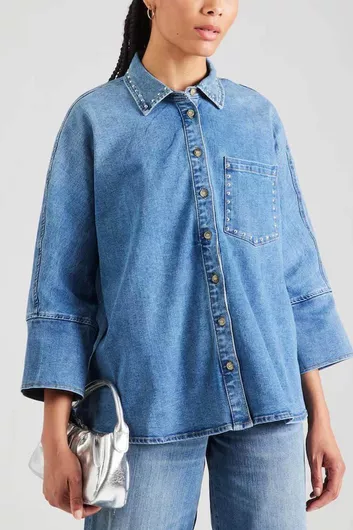 Only Μακρυμάνικο Γυναικείο Τζιν Πουκάμισο Medium Blue Denim