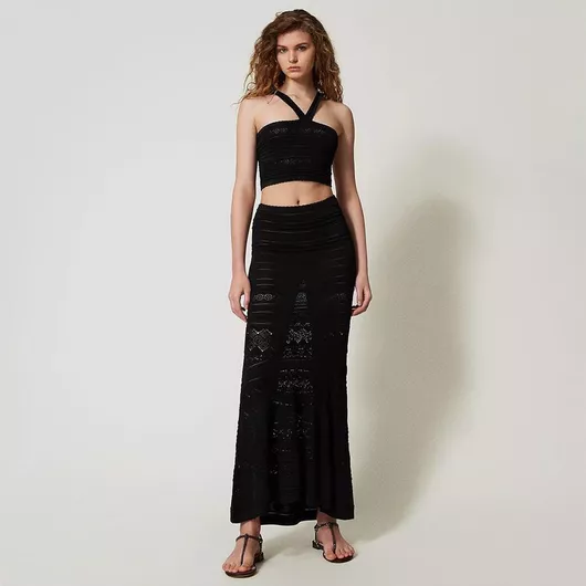 Twinset Ψηλόμεση Maxi Φούστα Μαύρο
