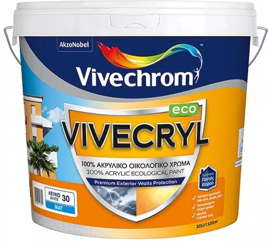 Πλαστικό Χρώμα Vivechrom Vivecryl Οικολογικό για Εξωτερική Χρήση 970ml