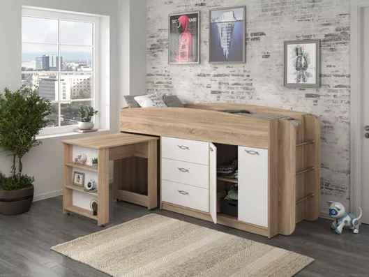 Παιδικό Κρεβάτι Κουκέτα Μονό με Γραφείο για Στρώμα 80x190cm Λευκό