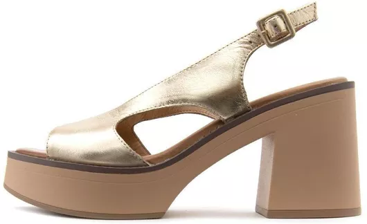 Inuovo Δερμάτινα Γυναικεία Πέδιλα με Ψηλό Τακούνι Χρυσό