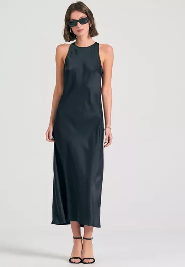 Funky Buddha Midi Φόρεμα για Γάμο / Βάπτιση Μαύρο