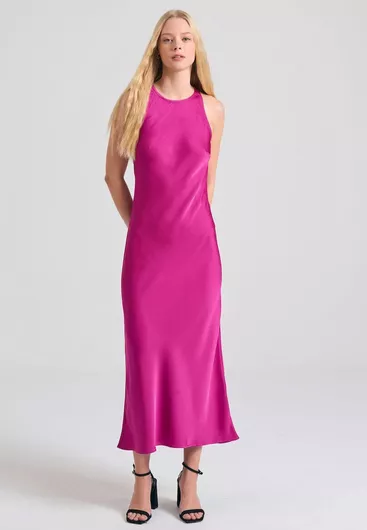 Funky Buddha Midi Φόρεμα Φούξια για Γάμο ή Βάπτιση