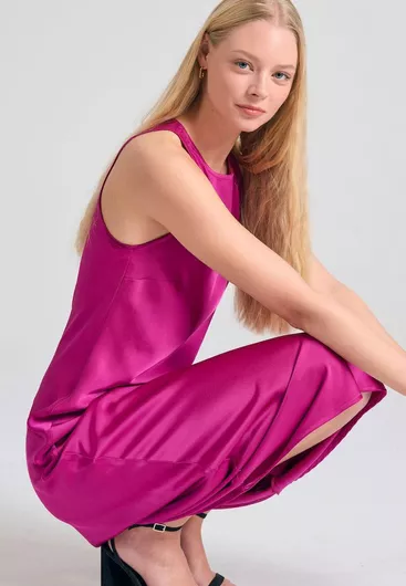 Funky Buddha Midi Φόρεμα Φούξια για Γάμο ή Βάπτιση