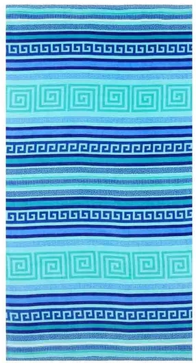 Πετσέτα Θαλάσσης Aquablue Μαίανδρος Βαμβακερή Μπλε 76x152cm