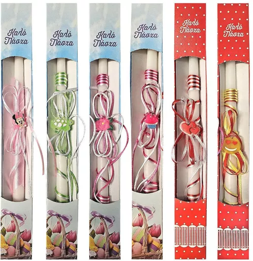 Πασχαλινή Λαμπάδα Στρογγυλή (Τυχαία Επιλογή Χρώματος/Σχεδίου)