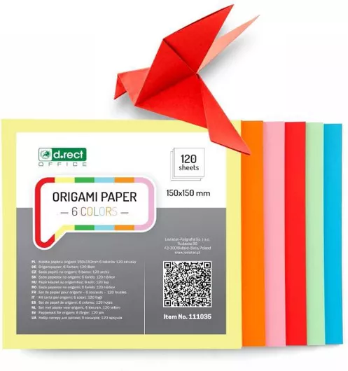 D.rect Origami Paper Double Sided Folding 120 Sheets 150x150mm, 6 Colors