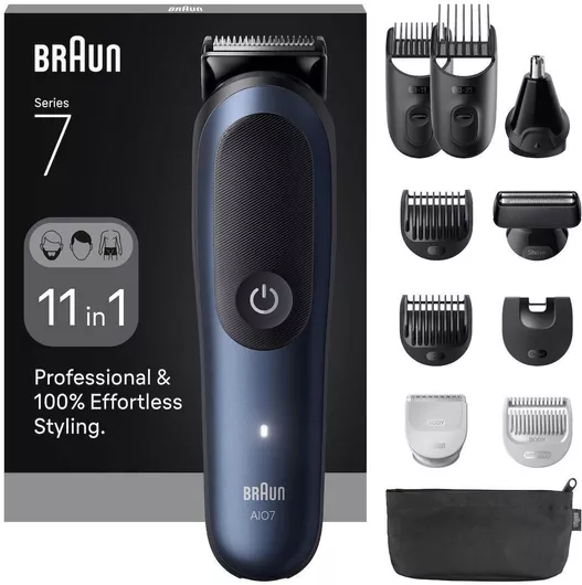 Braun All-in-one Series 7 Σετ Επαναφορτιζόμενης Κουρευτικής Μηχανής Μαύρο AIO7540