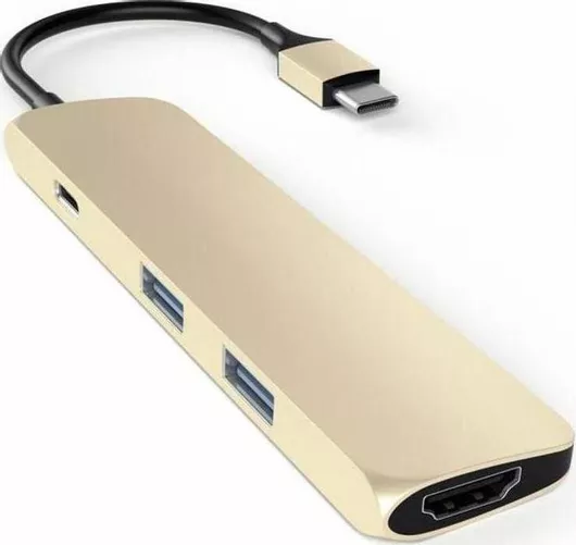 Docking Station Laptop Satechi Slim Aluminum Type-C Multi-Port Adapter USB-C  /  USB-A με 4K PD Ethernet Χρυσό