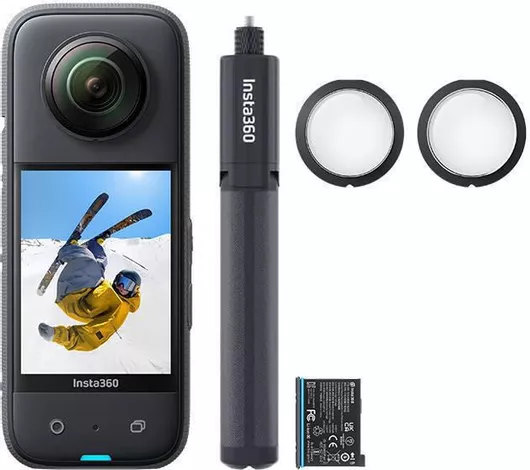 Action Camera Insta360 X3 5K Λήψης 360° Υποβρύχια με WiFi All-Purpose Kit Μαυρό με Οθόνη Αφής 2.29"
