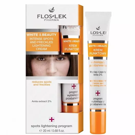 Floslek White & Beauty Spot Cream - Whitening Cream for Discolorations & Freckles, 20ml
