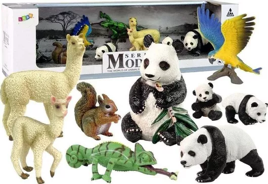 Leantoys Figurine Animal Figurine Parrot Panda Set