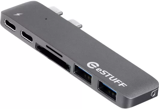 Docking Station Laptop eSTUFF USB-C Slot-in Hub Pro με Διπλό USB-C  /  USB-A 4K PD Γκρι