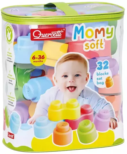 Τουβλάκι Quercetti Momy Soft για 6+ Μηνών 32τμχ