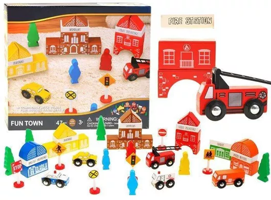 Τουβλάκι Jokomisiada Ξύλινα City Fire Brigade 47τμχ.