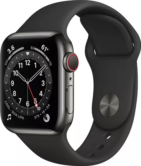 Apple Watch Series 6 Cellular Stainless Steel 40mm Αδιάβροχο με eSIM & Παλμογράφο Black