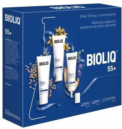 Bioliq 55+ Set Intensively Lifting Cream Skin Eyes Lips Neck Neckline 30ml + Day Cream 50ml + Night Cream 50ml