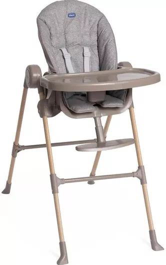 Καρεκλάκι Φαγητού Chicco Polly Essential Αναδιπλούμενο με Μεταλλικό Σκελετό & Υφασμάτινο Κάθισμα Γκρι