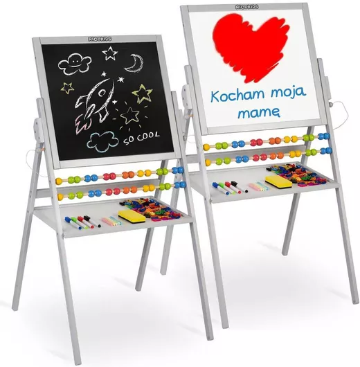 Πίνακας Μαρκαδόρου Ricokids Επιδαπέδιος με Κιμωλίες & Μαρκαδόρους Γκρι