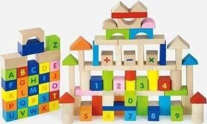 Τουβλάκι Viga Toys Εκπαιδευτικά Ξύλινα για 2+ Ετών 100τμχ