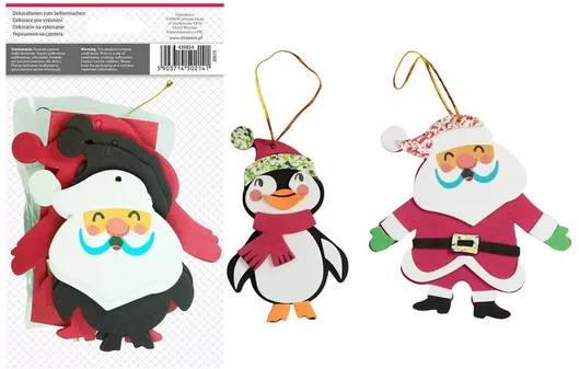 Christmas Decoration DIY 6 Pcs Penguin Santa Pendant Set - Titanium