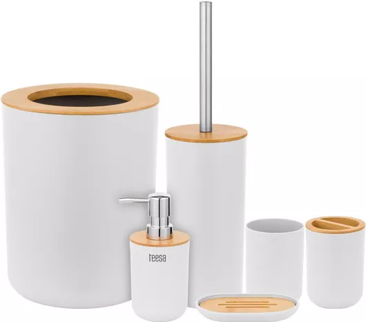 Αξεσουάρ Μπάνιου Lechpol Σετ Πλαστικό Σετ 6τμχ Λευκό