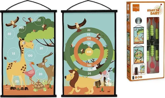 Μαγνητικός Στόχος Scratch Europe Παιδικός 2 Όψεων με 6 Βελάκια - Σαφάρι