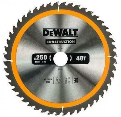 Δίσκος Κοπής Dewalt DT1957, Δομικών Υλικών 250mm με 48 Δόντια
