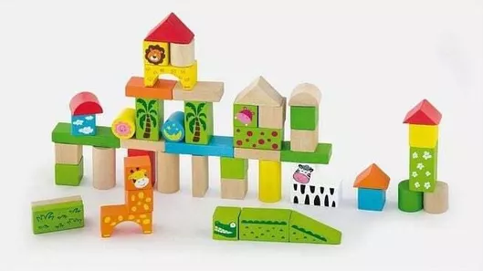 Τουβλάκι Viga Toys Ξύλινα για 2+ Ετών 50τμχ