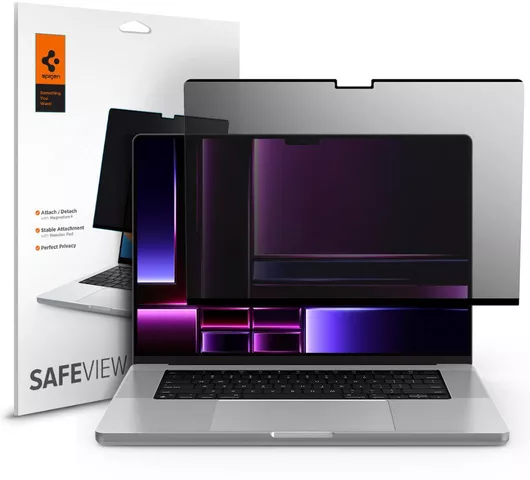 Spigen Sgp Safeview Privacy 9H Glass Protector for Apple MacBook Pro 16" 2021-2024 Models