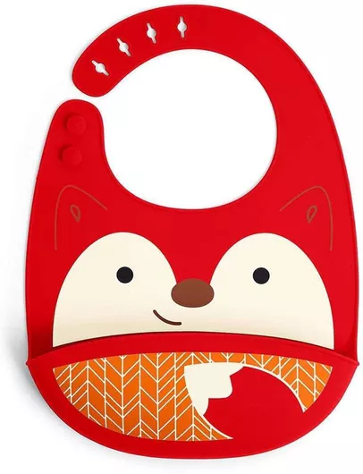 Σαλιάρα Skip Hop Zoo Αδιάβροχη Σιλικόνης Κόκκινο