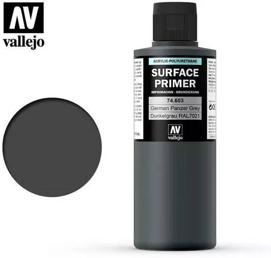 Χρώμα Μοντελισμού Surface Primer Acrylic-polyurethane Vallejo 200ml German Panzer Grey Ral7021