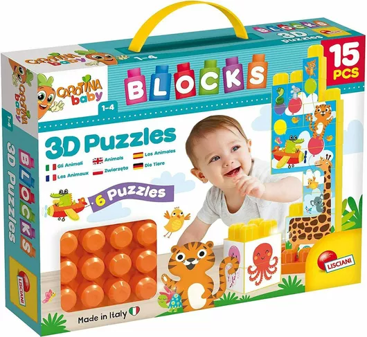 Τουβλάκι Real Fun Toys 3D Puzzle Animal Puzzle για 1 - 4 Ετών 15τμχ