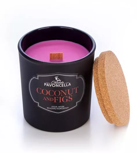 Φυσικό Κερί Pavoncella Άρωμα Καρύδας Σύκου 135g Μαύρο