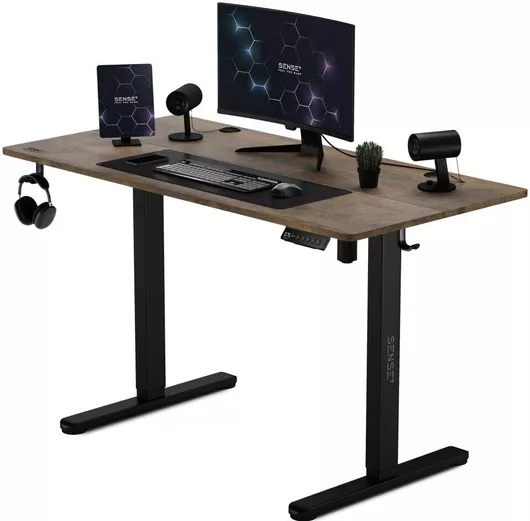 Γραφείο Ηλεκτρικό Nojo Ξύλινο Black Oak με Μεταλλικά Πόδια & Ρυθμιζόμενο Ύψος 120x60cm