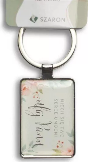 Sharon Keyring - Silver Metal Keyring "Let Your Heart Be Happy"