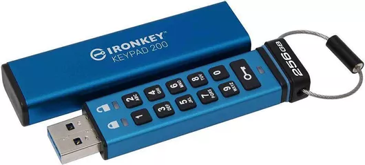 Kingston IronKey Keypad 200 256GB USB 3.2 Stick Μπλε