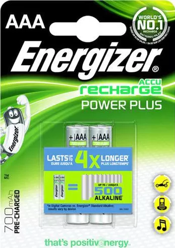 Επαναφορτιζόμενη Μπαταρία Energizer Power Plus AAA Ni-MH 700mAh 1.2V Σετ 2τμχ