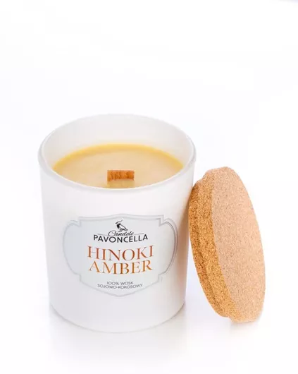 Φυσικό Κερί Pavoncella Άρωμα Hinoki Amber 135g Λευκό