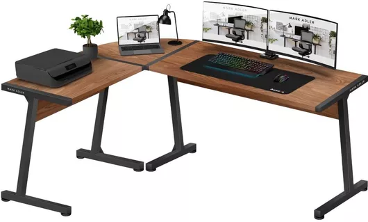 Γραφείο Γωνιακό Ξύλινο Καφέ με USB θύρες 147x112x74cm