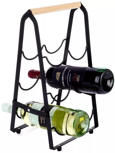 Επιτραπέζια Μπουκαλοθήκη Vilde Επιδαπέδια Ξύλινη Μαύρο 21x38x38cm