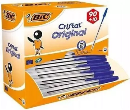 Bic Cristal Medium Στυλό Ballpoint Μπλε με Μπλε Μελάνι 100τμχ