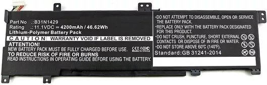 Συμβατή Μπαταρία CoreParts για Asus VivoBook A501C1-Z1-C10, A501LB5200, A501LX-DM023H, Vivobook A501L, Vivobook A501LX με 3400mAh