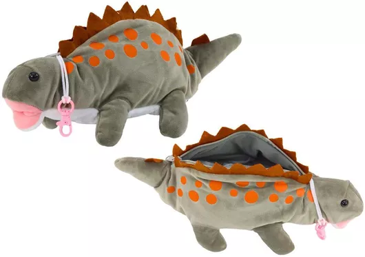 Plush Dinosaur Pencil Case Storage Box Pendant Gray