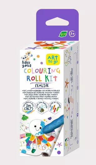 Underwater Haku Yoka Drawing Roll Kit by Numbers with 4 Wax Colored Pencils - 2 M